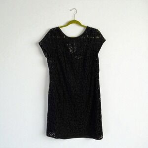 Loft navy‎ and black lace dress 12